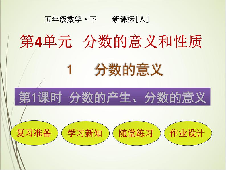 人教版数学五下4.1.1 分数的产生、分数的意义（课件）第1页