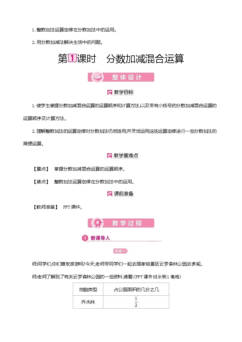 人教版数学五下6.3.1 分数加减混合运算ppt课件+教案+同步练习02