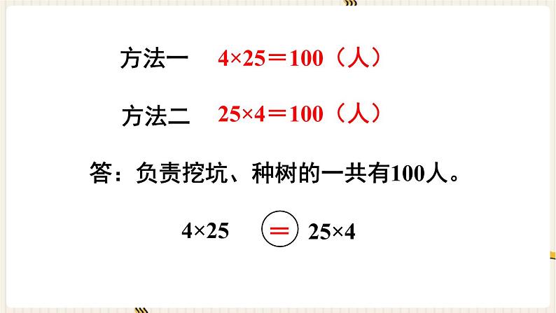 人教版数学四年级下册第三单元：第4课时  乘法交换律和结合律课件PPT第6页