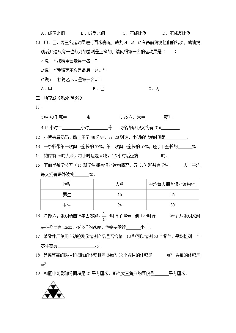 2022年小升初真题模拟卷15（word版，含答案）02