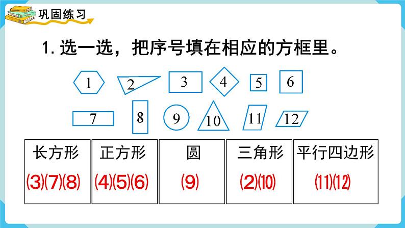 人教版 一年级数学下册 第8单元  第3课时  图形与分类整理  教学课件06