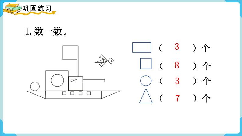 人教版 一年级数学下册 第1单元  认识图形（二）第4课时  整理和复习 教学课件第5页