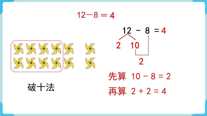 人教版 一年级数学下册 第2单元  第2课时  十几减8  教学课件07