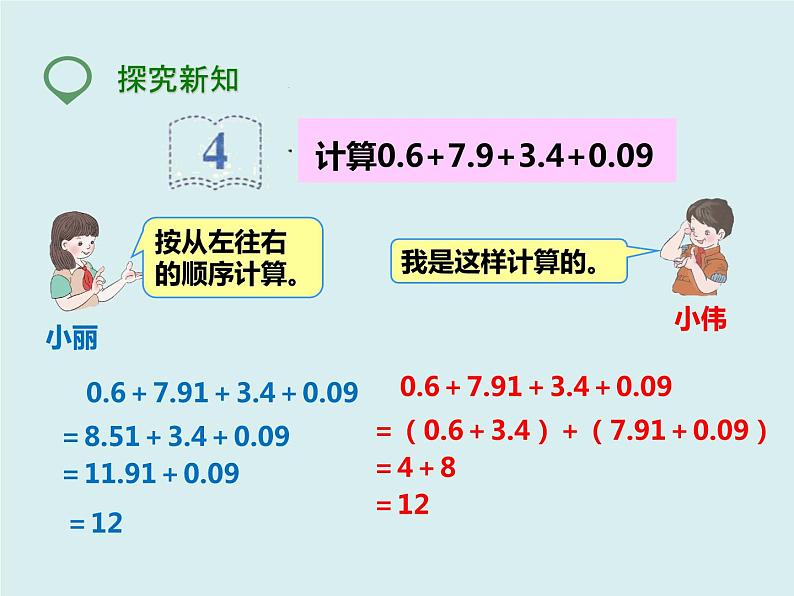 四年级下册 第六单元 《整数加法运算定律推广到小数》课件06