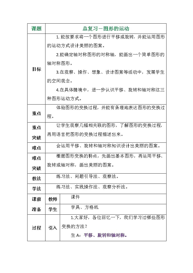 总复习－图形的运动教案01