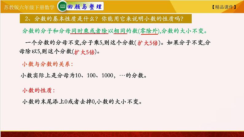 苏教版六年级下册数学 7.12分数和百分数  精品课件04