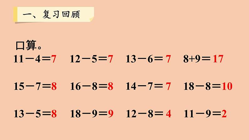 2 20以内的退位减法-整理和复习（第二课时）课件PPT第2页