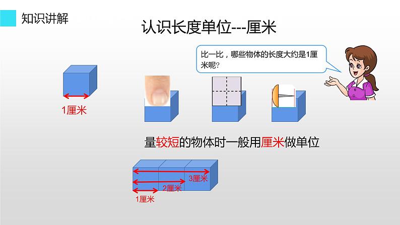 人教版二年级数学上册 1 长度单位-认识厘米 课件(共13张PPT)第5页