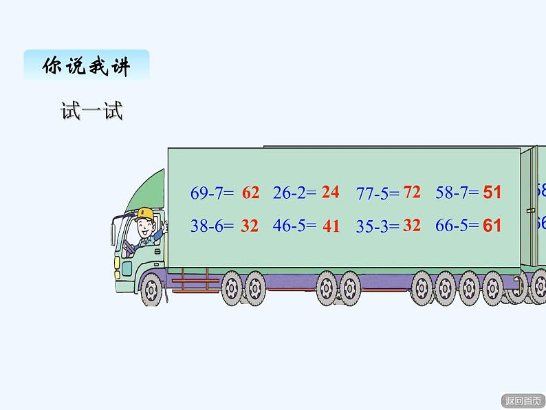 青岛版数学一年级下册 五、3两位数减整十数、两位数减一位数（不退位） 课件06