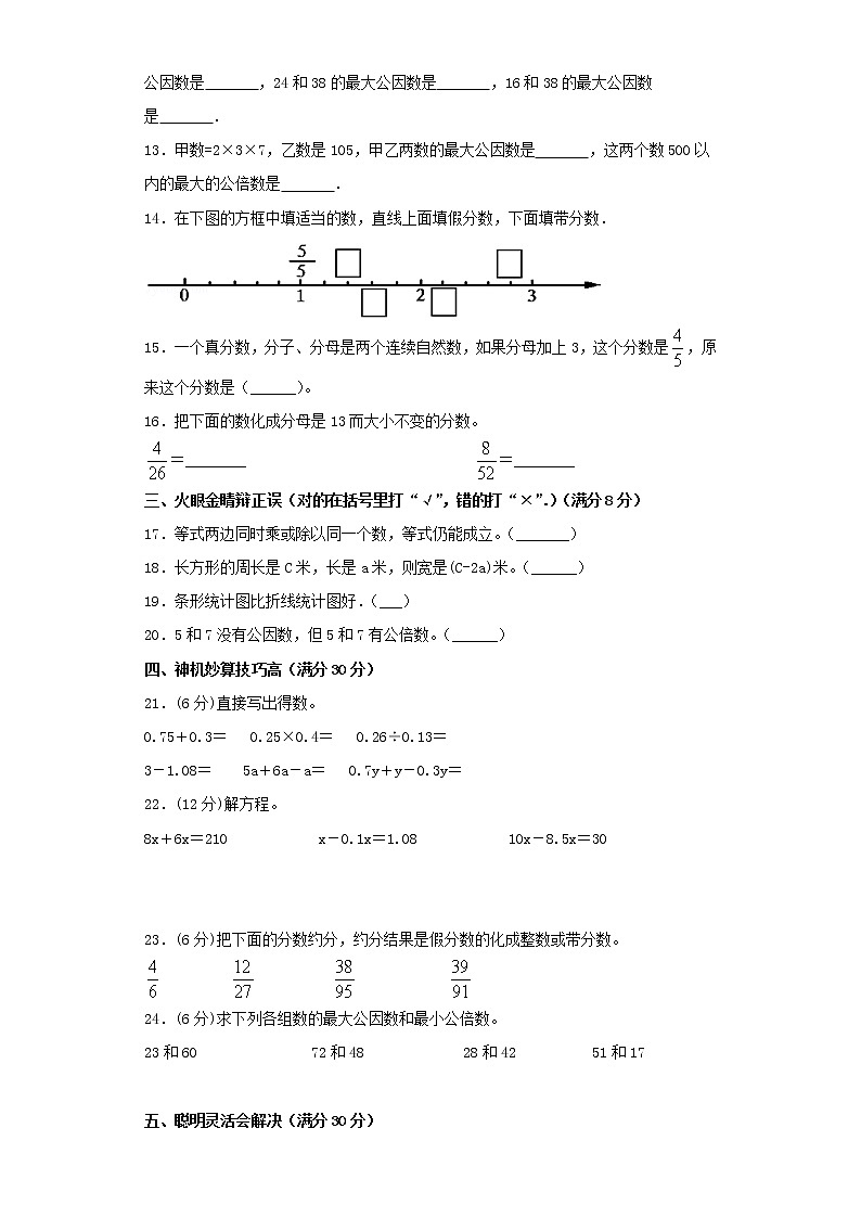 苏教版小学数学五年级下册期中常考易错题汇编302
