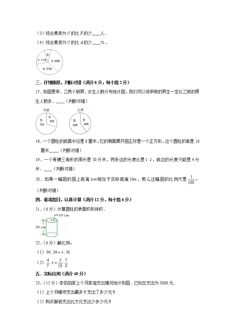 苏教版小学数学六年级下册期中常考易错题汇编13第3页
