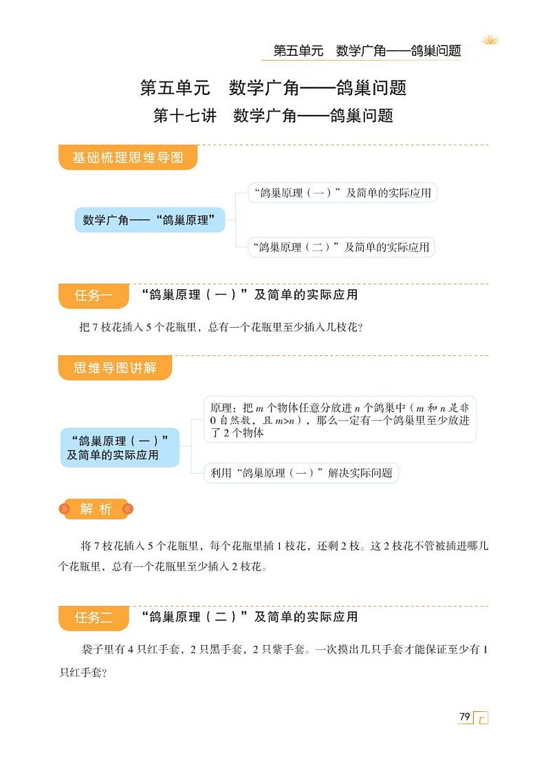 人教版 六年级数学下册 第五单元 第17讲 数学广角——鸽巢问题 天天练学案01