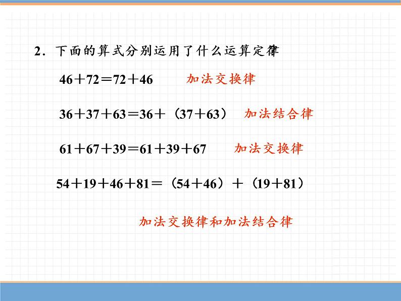 数学人教版四年级下第三单元 第3课时 加法运算定律的应用课件PPT03