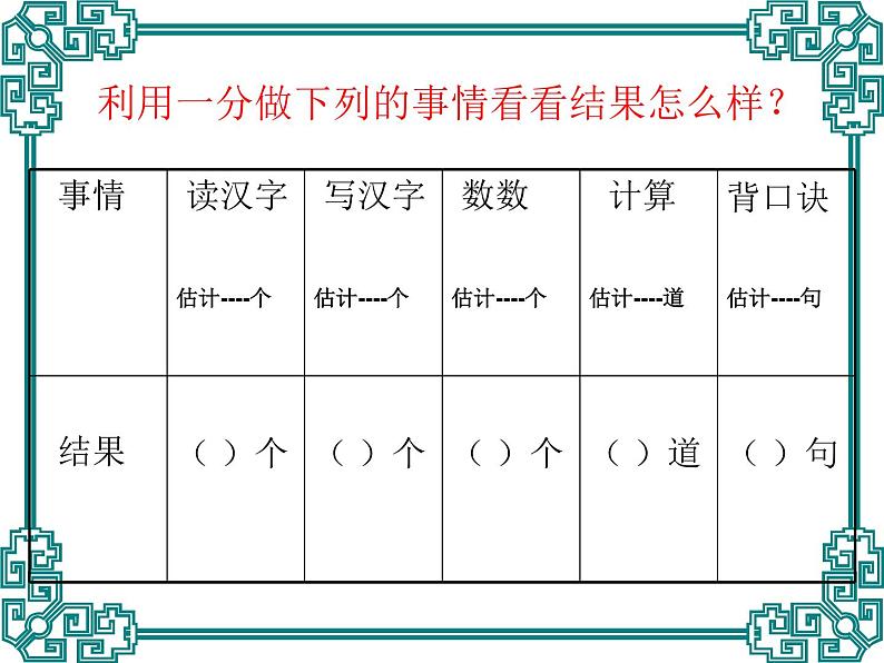 北师大版数学二年级下册 7.1 一分有多长（课件）第6页