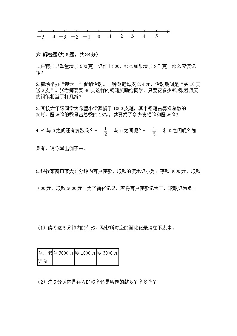 人教版六年级下册数学期中测试卷及参考答案（考试直接用）第3页