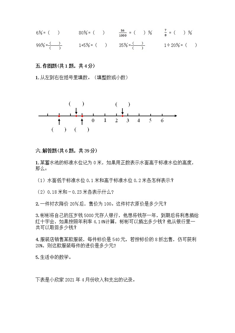 人教版六年级下册数学期中测试卷及参考答案（B卷）第3页