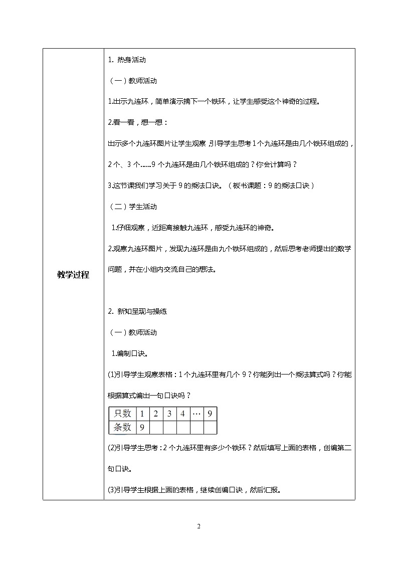 人教版小学数学二年级上册6.4《9的乘法口诀》课件+教案02