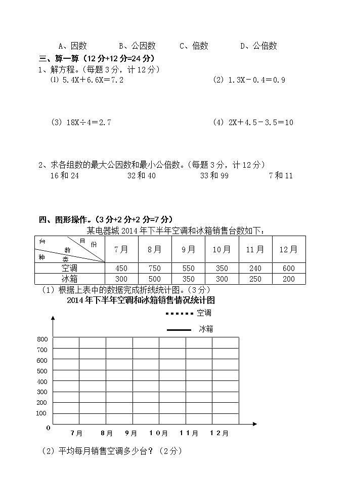 苏教版五下第1-3单元综合测试精品卷（满分140分）（有答案）第2页