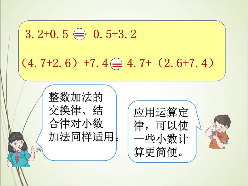 人教版数学四下6.3.1  整数加法运算定律推广到小数ppt课件+教案+同步练习06