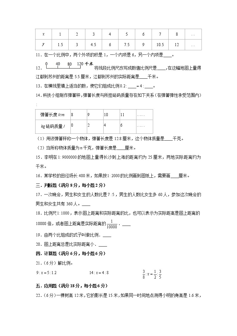 人教版六下第四单元比例单元检测卷第2页