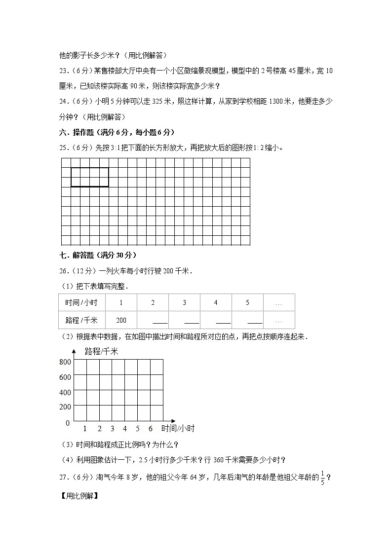 人教版六下第四单元比例单元检测卷第3页