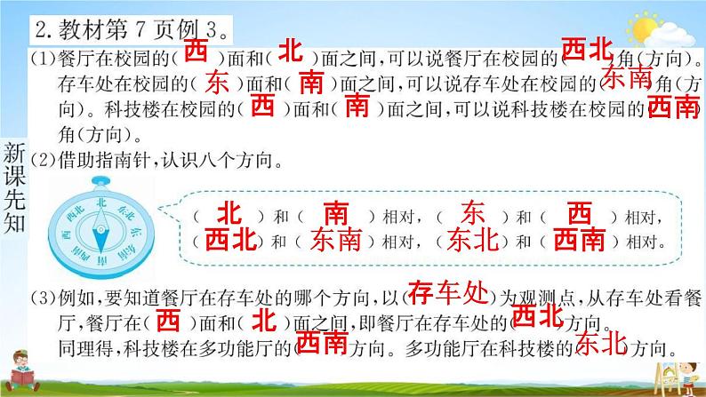 人教版三年级数学下册《1-2 认识东北、西北、东南、西南》练习题教学课件PPT优秀公开课03