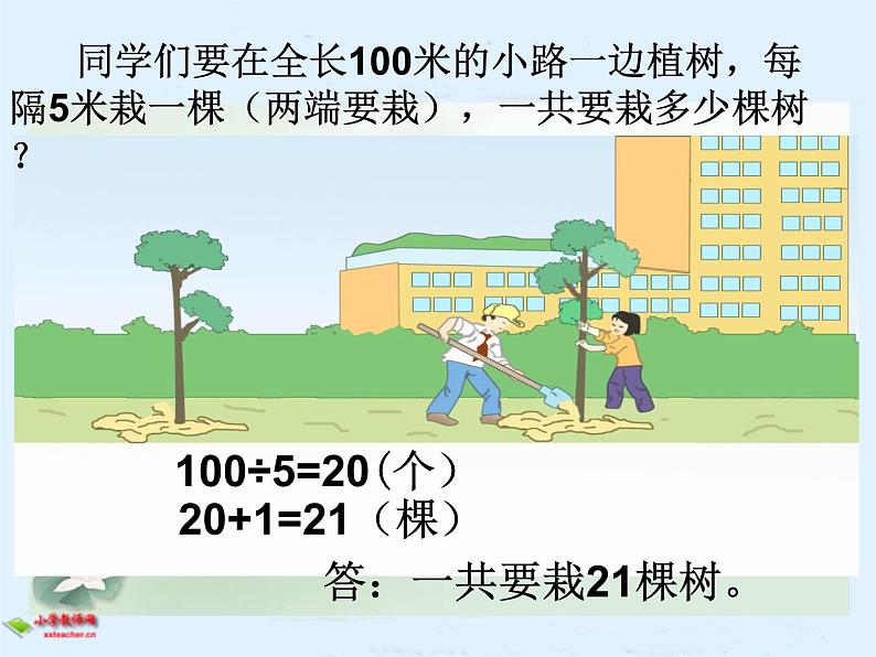 人教版小学五年级数学植树问题课件07