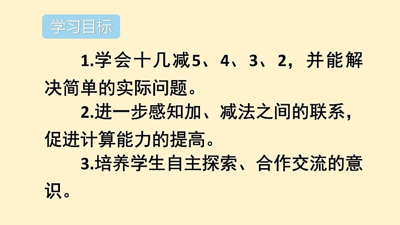 2.3十几减5、4、3、2 课件 人教版数学一年级下册02