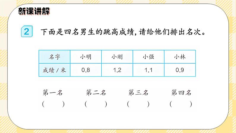 人教版小学数学三年级下册7.2《小数的大小比较》课件第4页