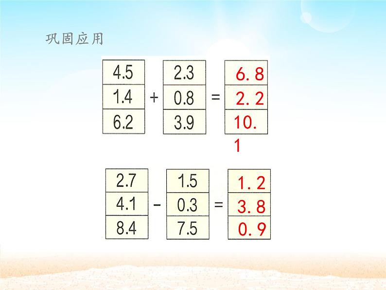 人教版小学数学三年级下册 七.小数的初步认识  2.简单的小数加、减法  课件2第6页