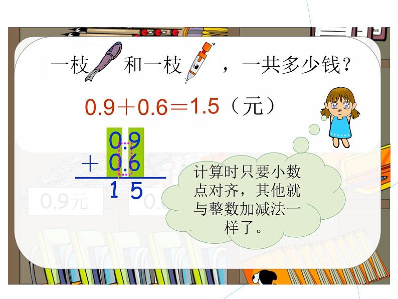 人教版小学数学三年级下册 七.小数的初步认识  2.简单的小数加、减法  课件4第4页