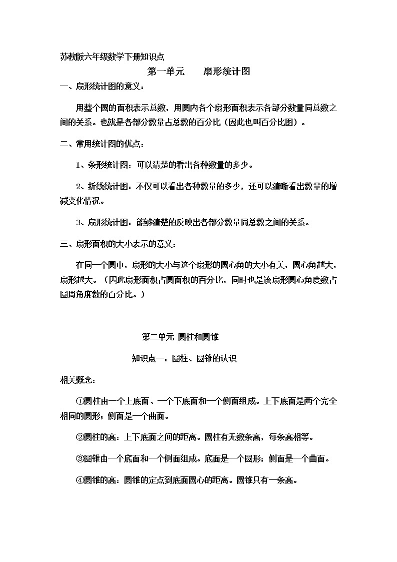 苏教版数学六年级下册知识点01