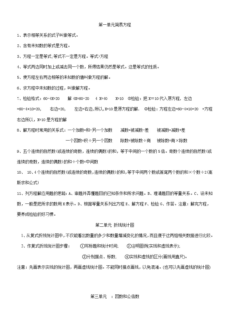 苏教版数学五年级下册知识点概括第1页