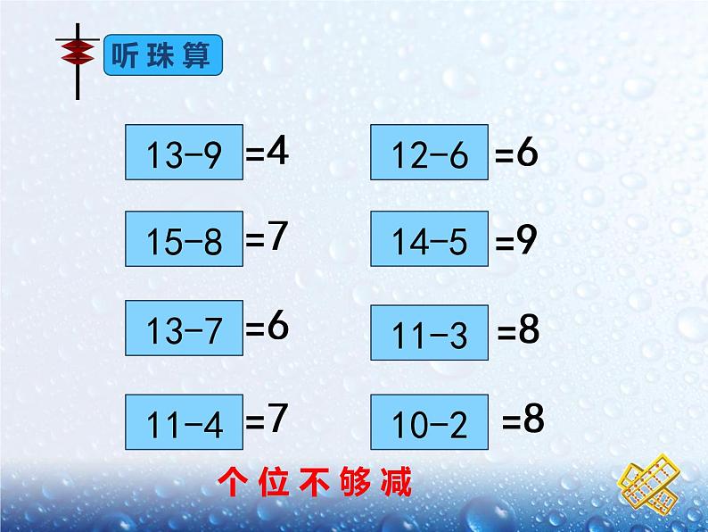 苏教版数学一年级下册 一 20以内的退位减法 复习1（课件）第4页