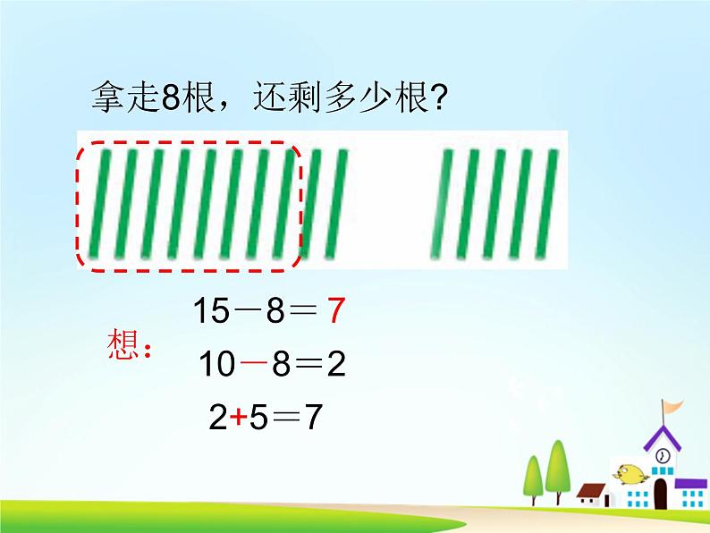 苏教版数学一年级下册 一 20以内的退位减法 十几减8、7（课件）第8页