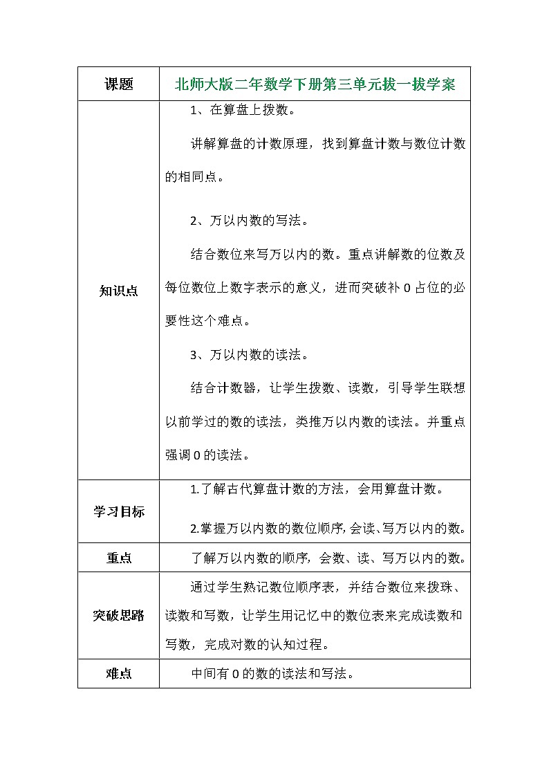 北师大版二年数学下册第三单元拔一拔学案01