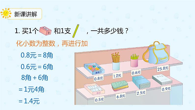 人教版三年级数学下册第七单元第3课时简单的小数加减法课件PPT第5页