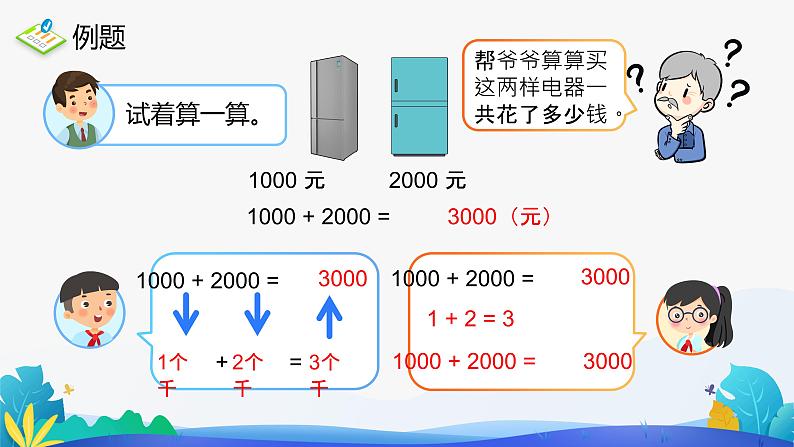 人教版数学二年级下册课件 7.3 整百、整千数加减法第3页