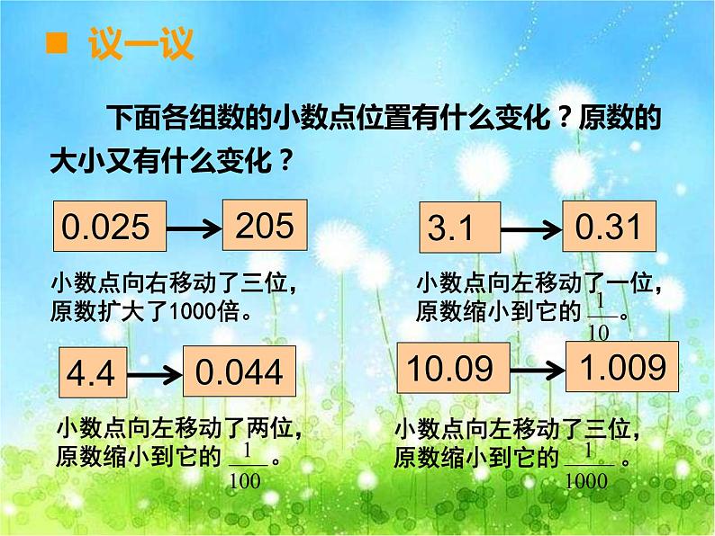 西师大版数学 四年级下册课件PPT小数点位置移动 34 第二课时第3页