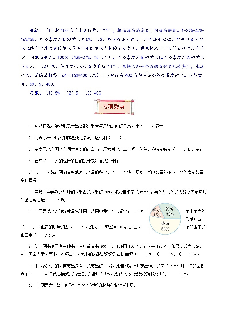 【题型突破】人教版 六年级上册数学第七、八单元题型专项训练-填空题（解题策略+专项秀场）第2页