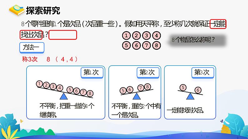 人教版数学五年级下册课件 8 找次品 第2课时第3页