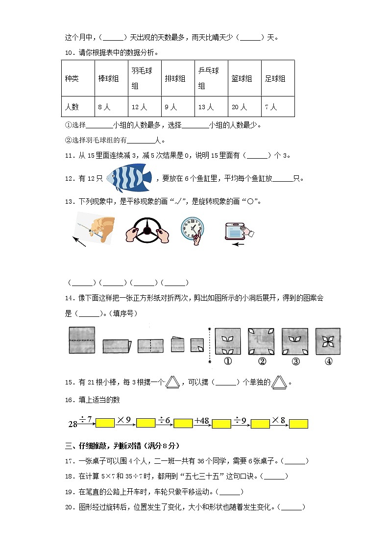 人教版小学数学二年级下册期中常考易错题汇编（十一）（word版，含答案）第2页