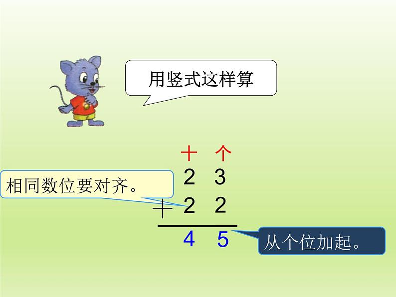 冀教版数学一年级下册 七 100以内的加法和减法（二）_两位数加两位数(1) 课件第8页