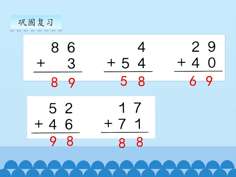 冀教版数学一年级下册 七 100以内的加法和减法（二）-两位数加两位数-第二课时_ 课件第2页