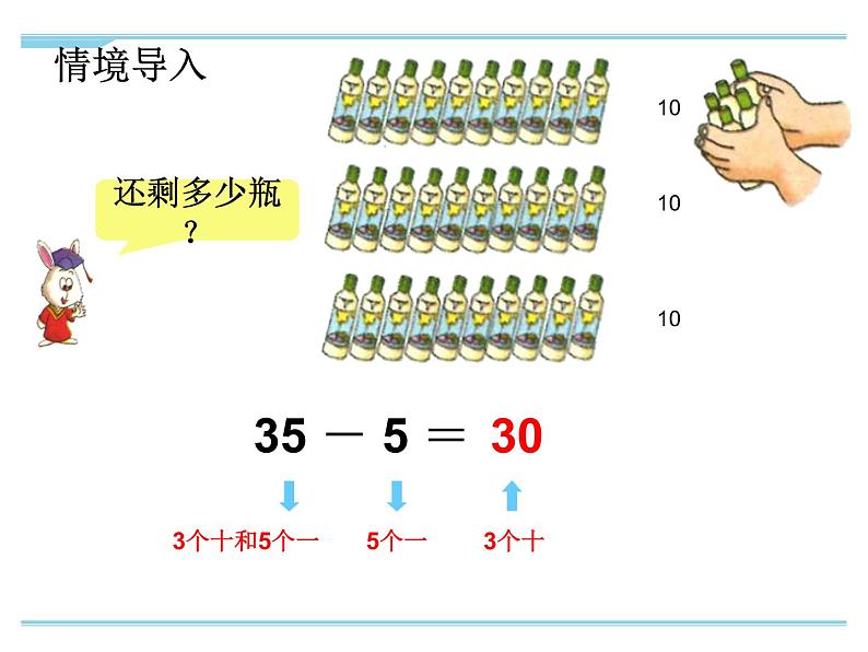 冀教版数学一年级下册 五 100以内的加法和减法（一）_整十数加一位数和相应的减法(1) 课件05