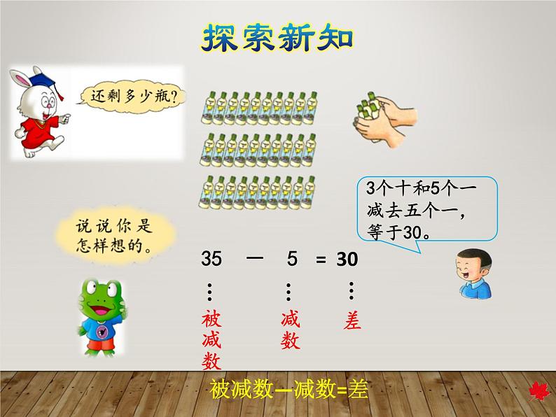 冀教版数学一年级下册 五 100以内的加法和减法（一）_整十数加一位数和相应的减法 课件07