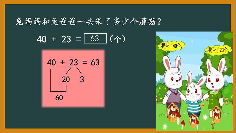 冀教版数学一年级下册 五 100以内的加法和减法（一）_两位数加一位数不进位加法 课件第7页