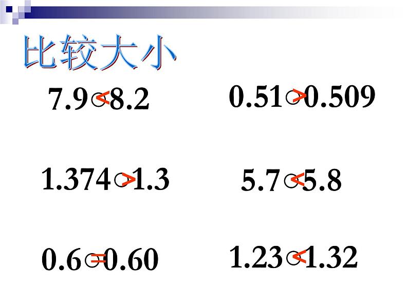 人教版小学数学四年级下册 四.小数的意义和性质 2.2小数的大小比较   课件06