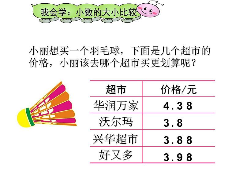 人教版小学数学四年级下册 四.小数的意义和性质 2.2小数的大小比较   课件第3页