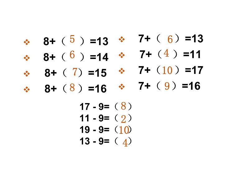 一年级数学下册课件-1 十几减8、7-苏教版第1页